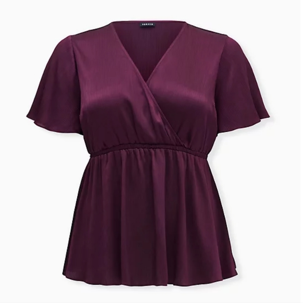 Lily Babydoll Shiny Gauze Surplice Top
